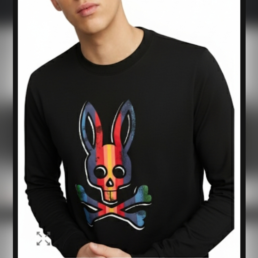 Mens Psycho Bunny Long Sleeve Colorful Logo 100% Pima Cotton Medium